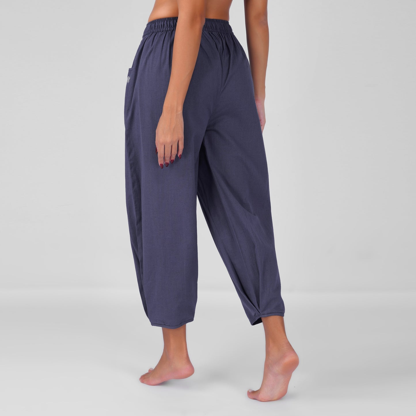 Soma Yoga Pants 100% Cotton Baggy Fit pants with Half Elasticised Waist for comfort - Celtic Blue