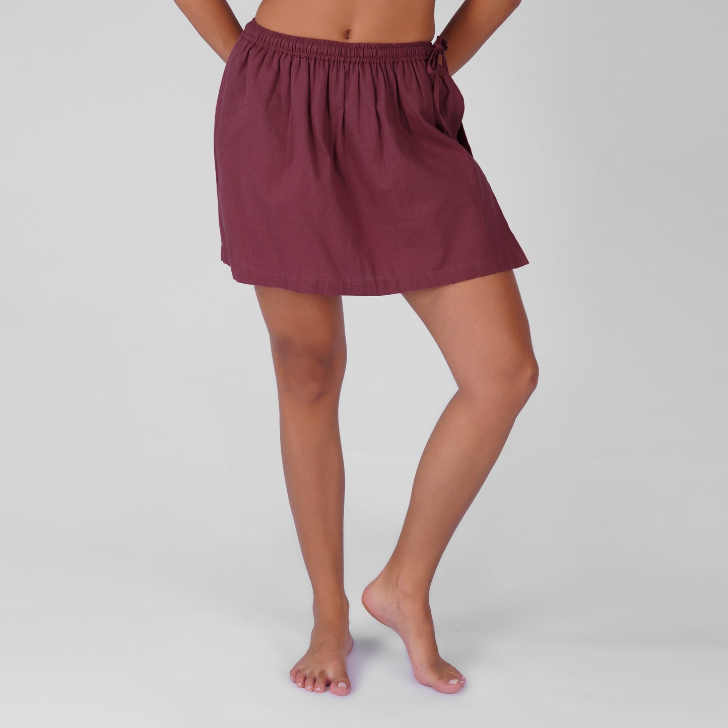 Isha Yoga Pants (Skort) and Top in Rose Pink 100% Cotton V-neck sleeveless vest and skort with half elasticed waistband