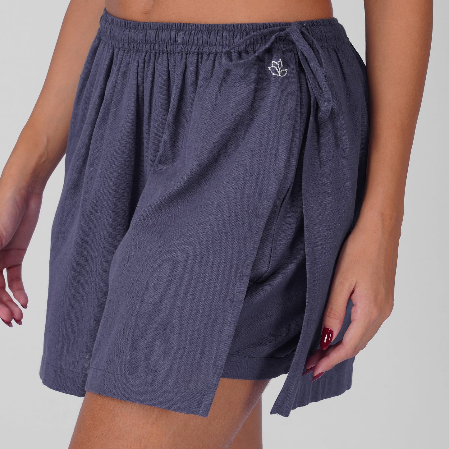 Isha Yoga Pants (Skort) and Top in Celtic Blue 100% Cotton V-neck sleeveless vest and skort with half elasticed waistband.