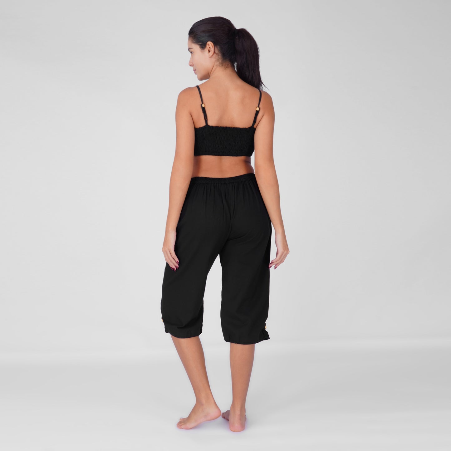 Women 100% Cotton Yoga Pants and Yoga Top - Prana Set - Black