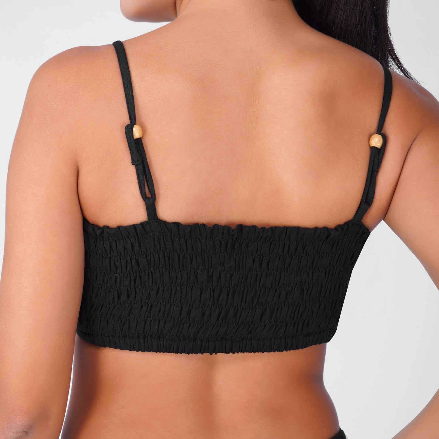 Prana Yoga Top 100% Cotton Bralette Top Elasticised Back for Comfortable Fit - Black