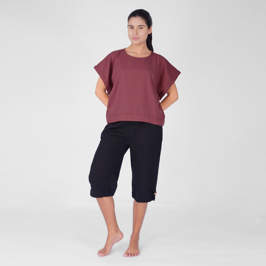 Saral Yoga Top 100% Cotton Sleeveless Top with Open Back for Cover Up - In Rose Pink