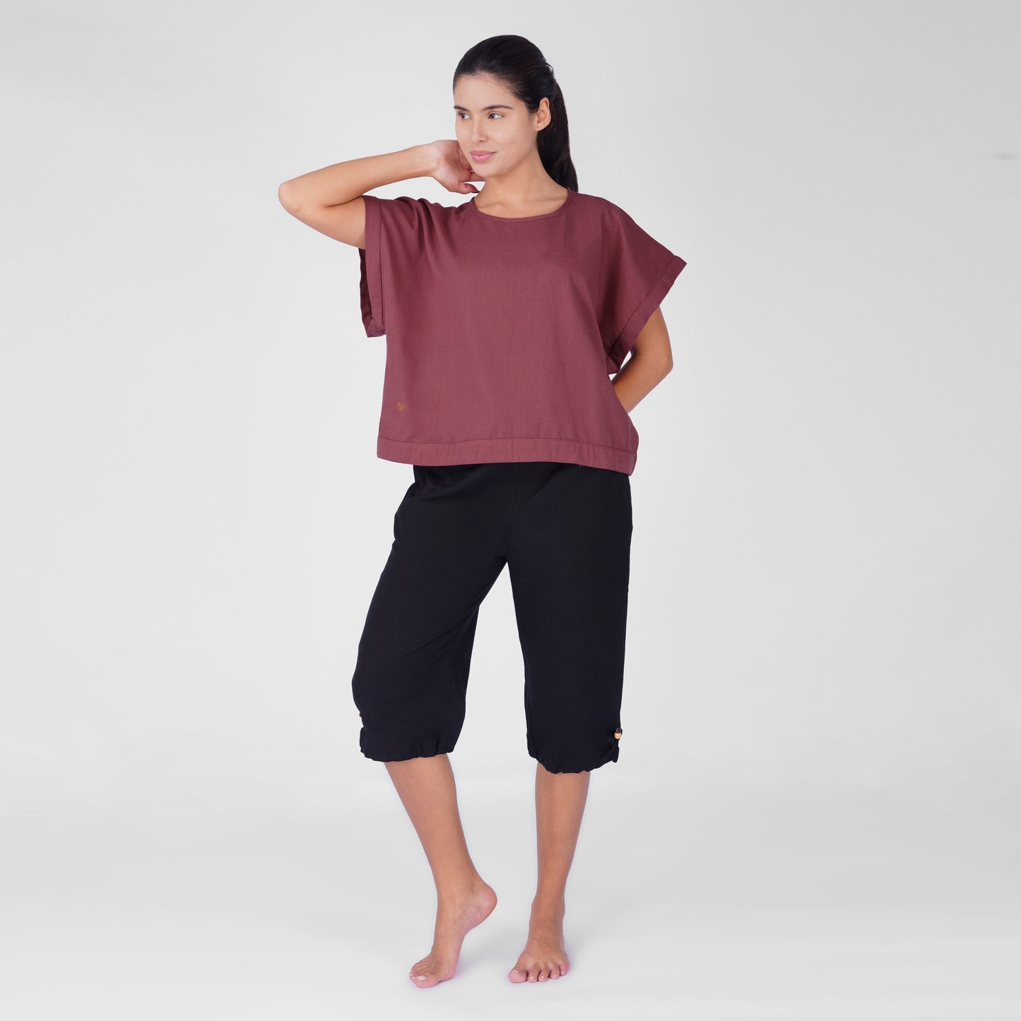 Saral Yoga Top 100% Cotton Sleeveless Top with Open Back for Cover Up - In Rose Pink