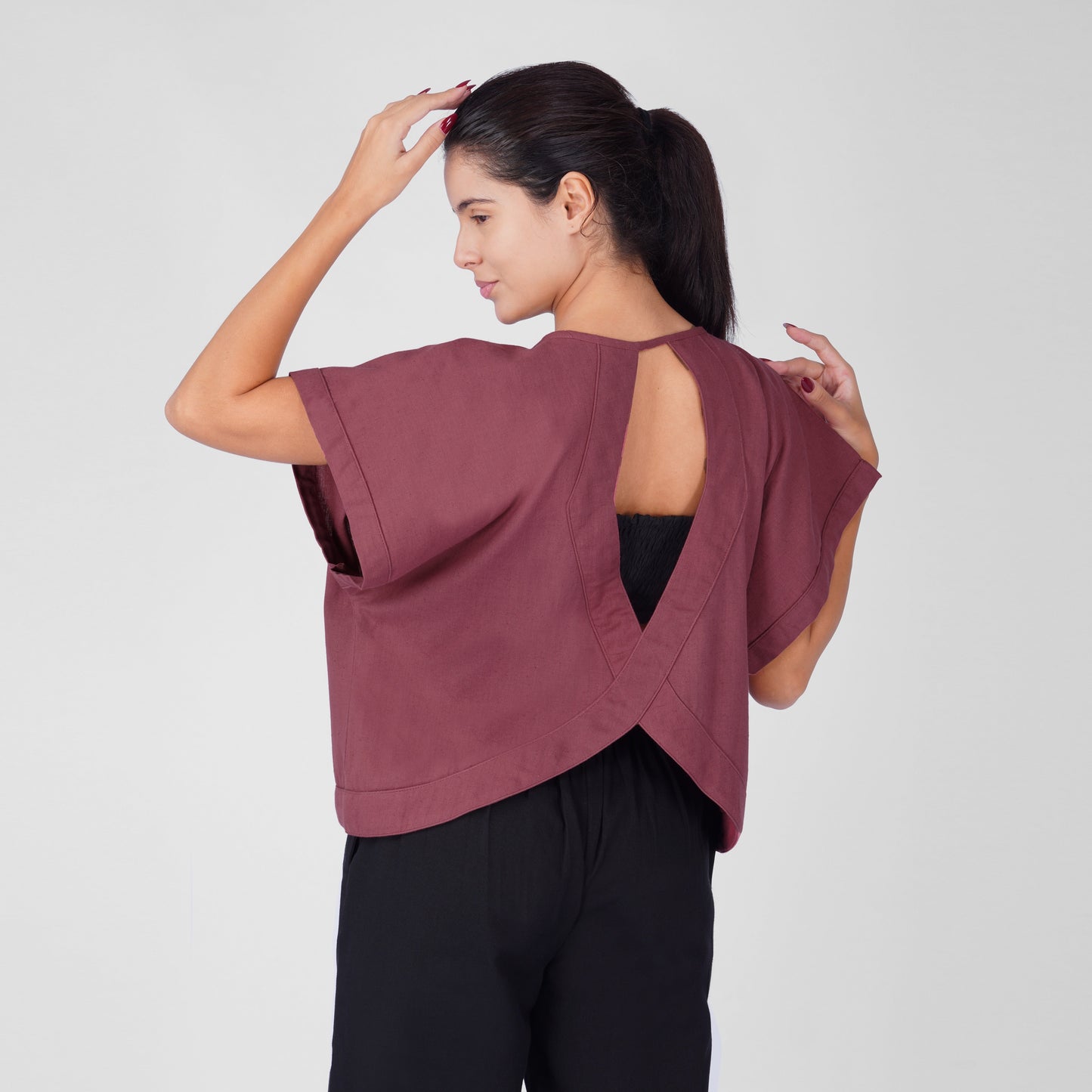 Saral Yoga Top 100% Cotton Sleeveless Top with Open Back for Cover Up - In Rose Pink