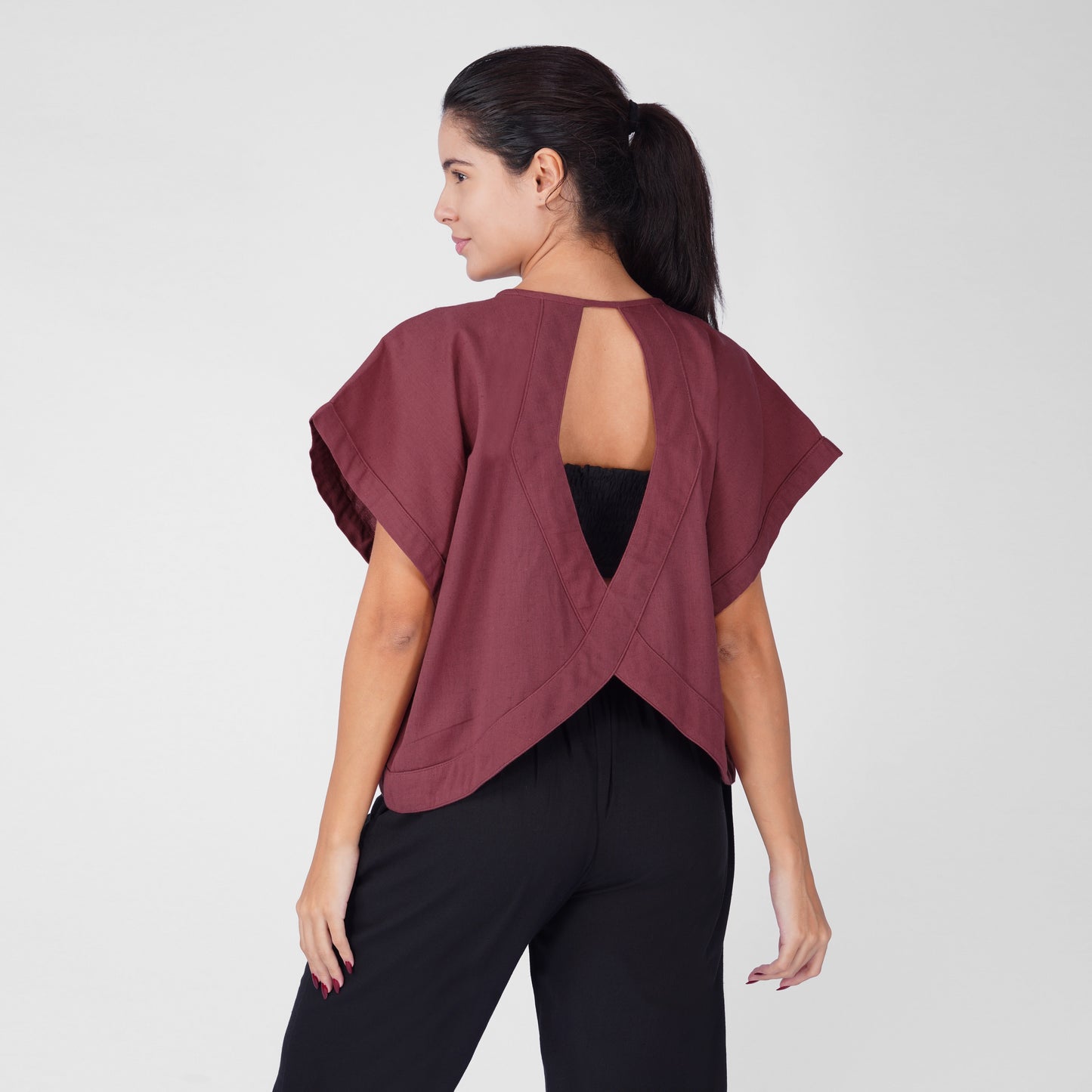 Saral Yoga Top 100% Cotton Sleeveless Top with Open Back for Cover Up - In Rose Pink