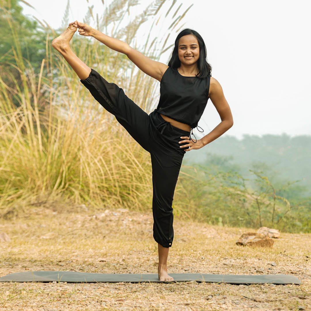 Ananda Top - Women's Cotton Yoga Top - Black