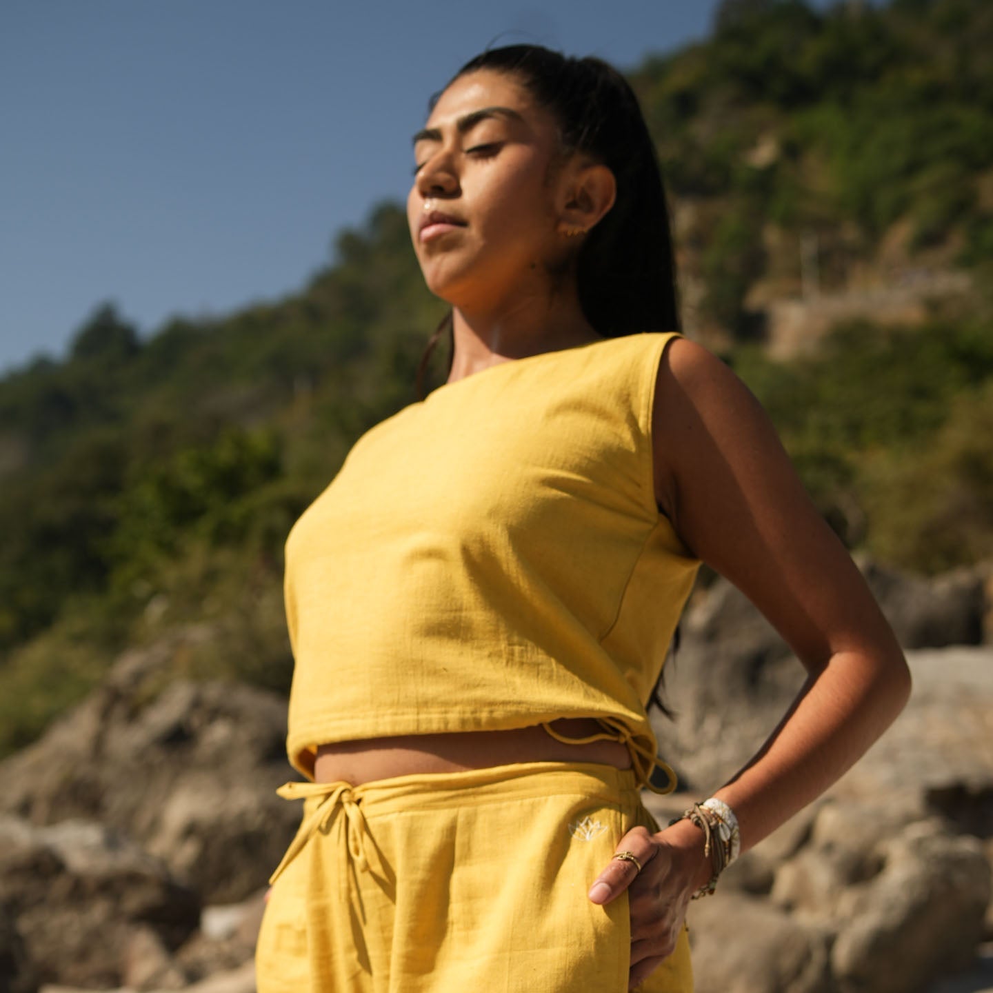 Ananda Top - Women's Cotton Yoga Top - Yellow