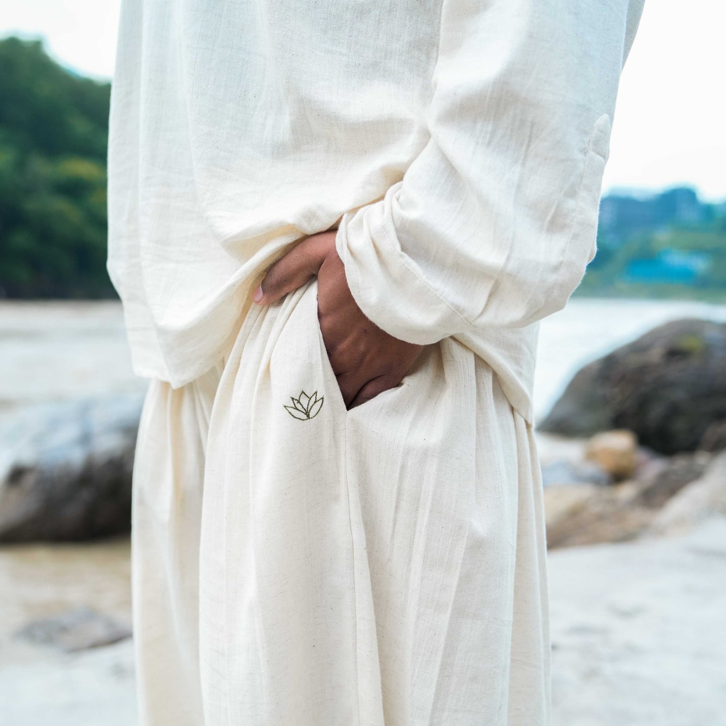 Prithvi Pant - Men's Cotton Yoga Pants - Unbleached