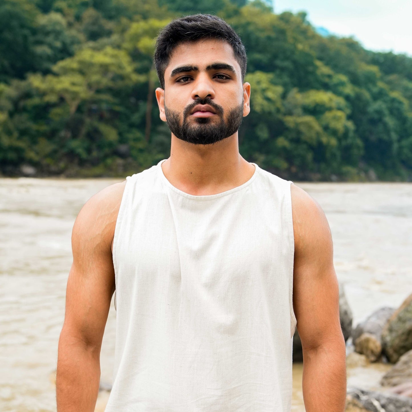 Tejas Top - Men's Cotton Yoga Top - Unbleached