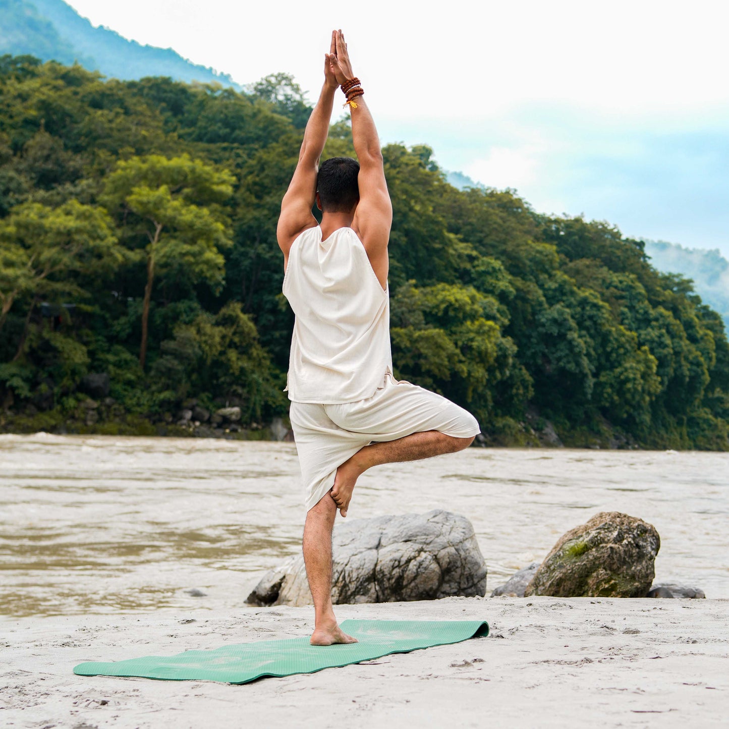Vayu shorts - Men's Cotton Yoga shorts - Unbleached