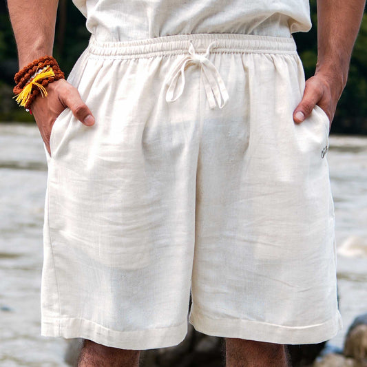 Vayu shorts - Men's Cotton Yoga shorts - Unbleached