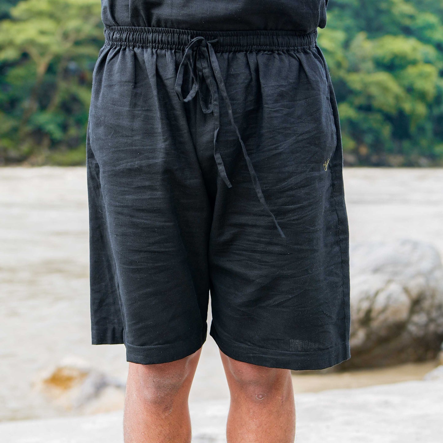 Vayu shorts - Men's Cotton Yoga shorts - Black