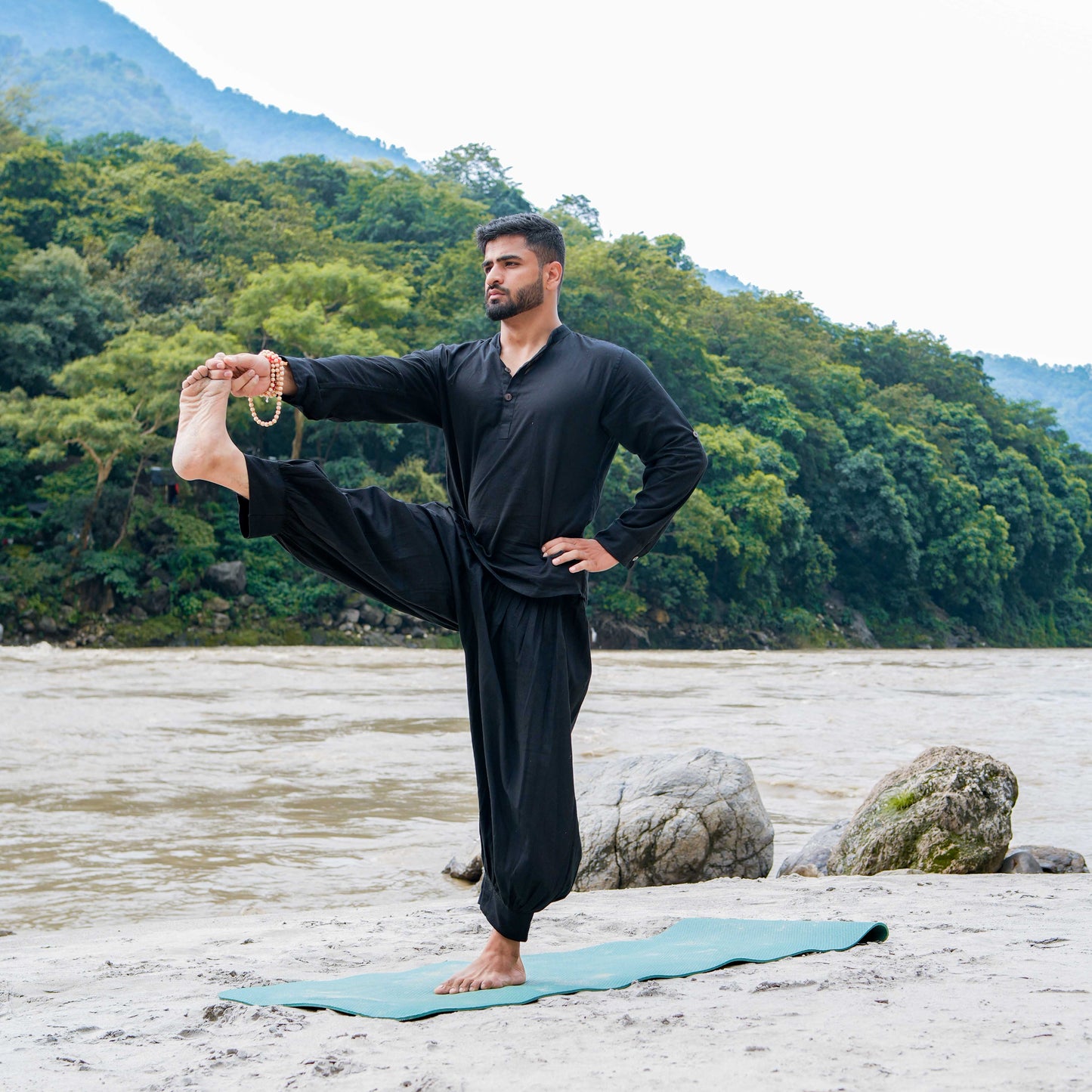 Prithvi Pant - Men's Cotton Yoga Pants - Black