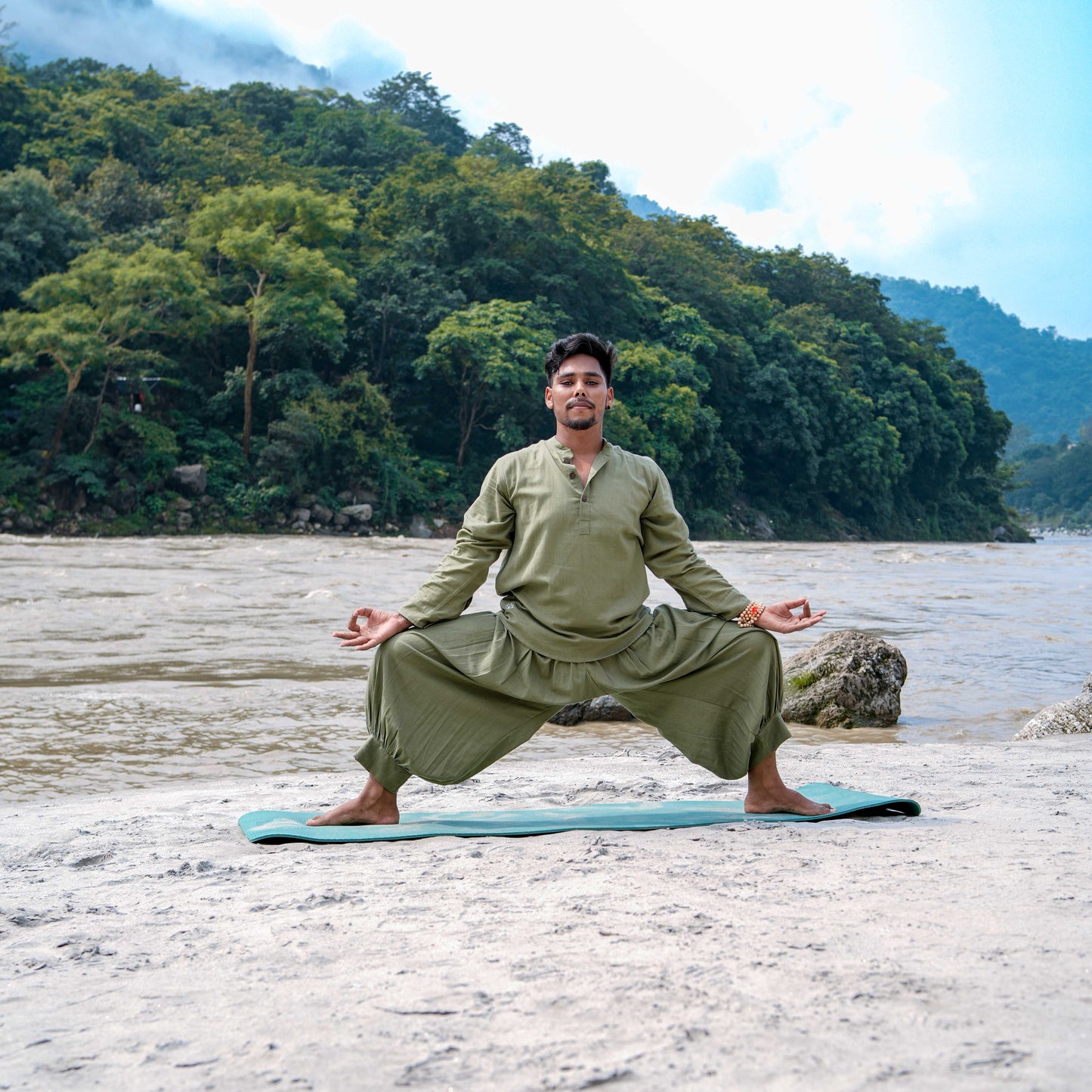 Prithvi Pant - Men's Cotton Yoga Pants - Green