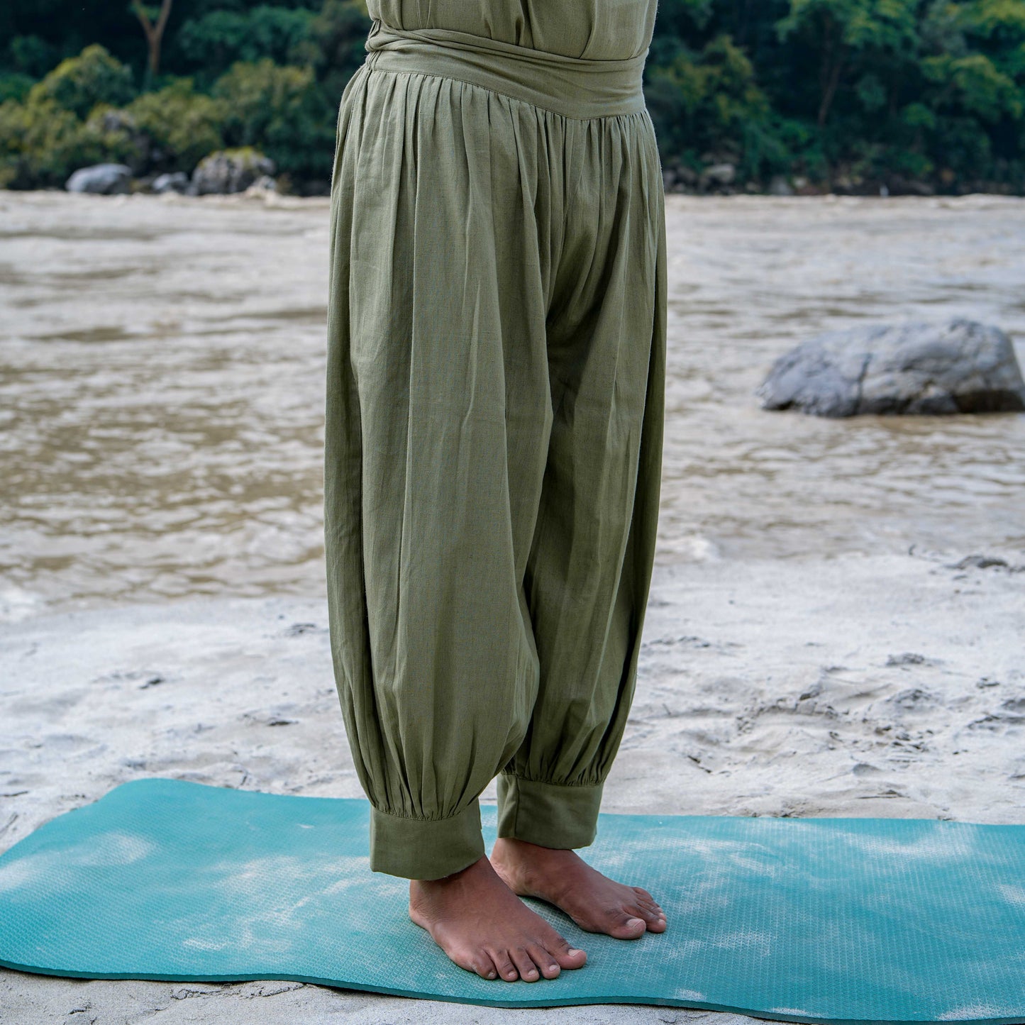 Prithvi Pant - Men's Cotton Yoga Pants - Green