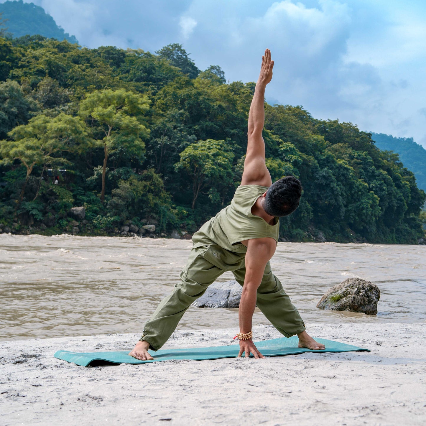 Men Cotton Yoga Pants Green -Tejas |AKISO