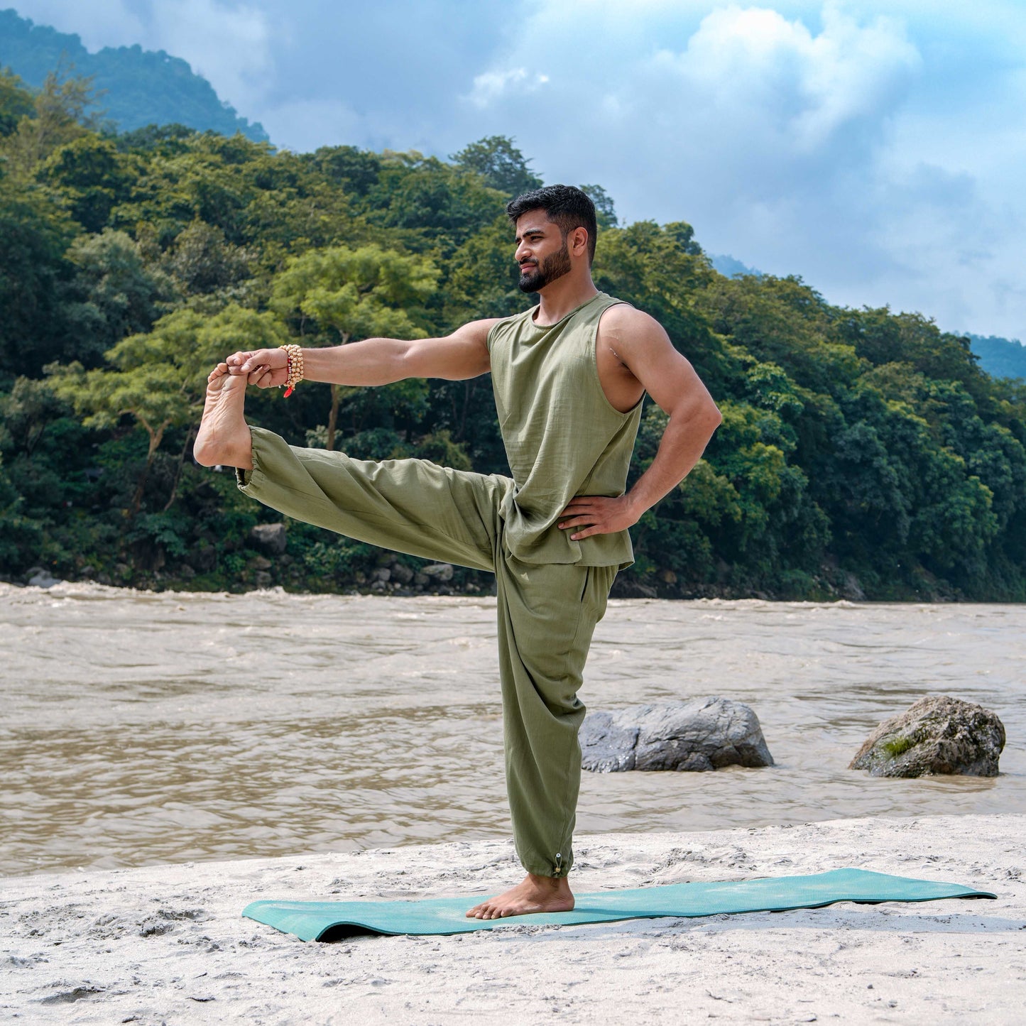 Tejas Pant - Men's Cotton Yoga Pants - Green