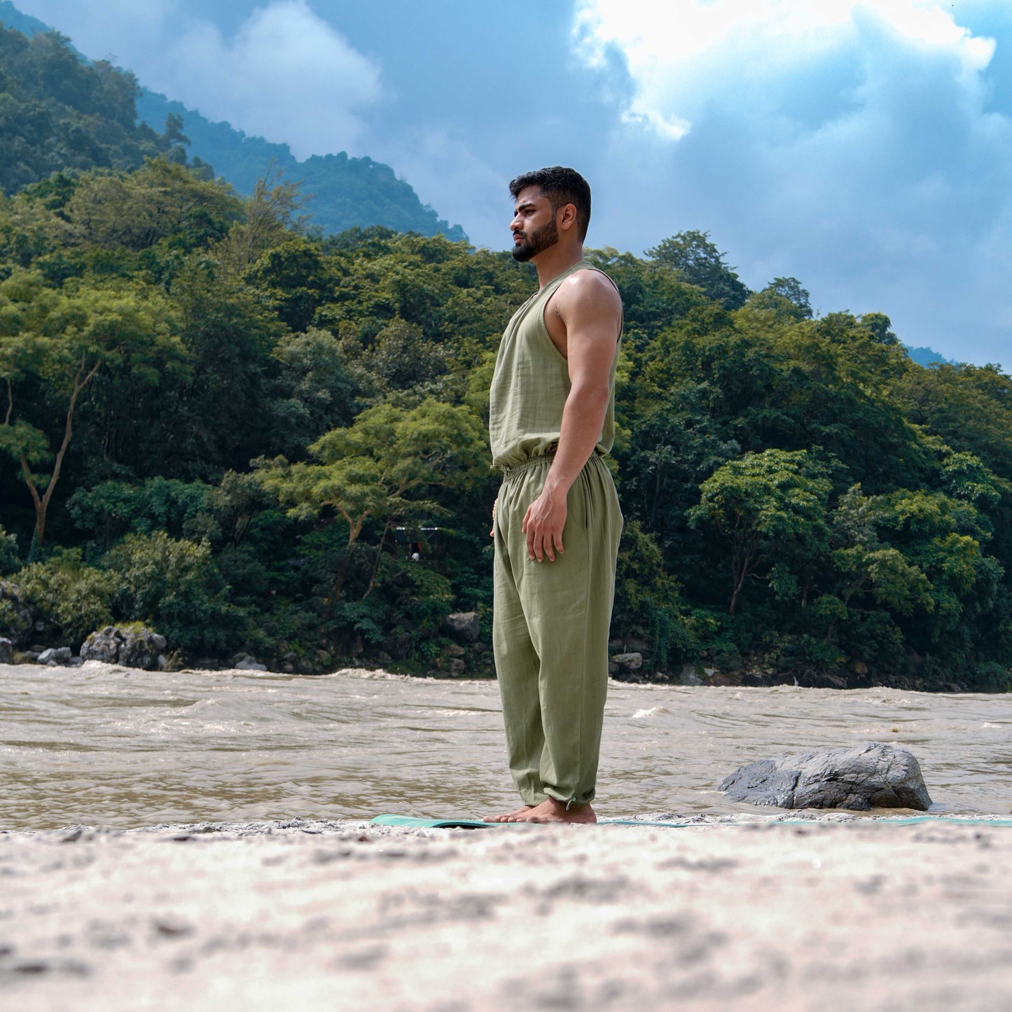 Tejas Top - Men's Cotton Yoga Top - Green