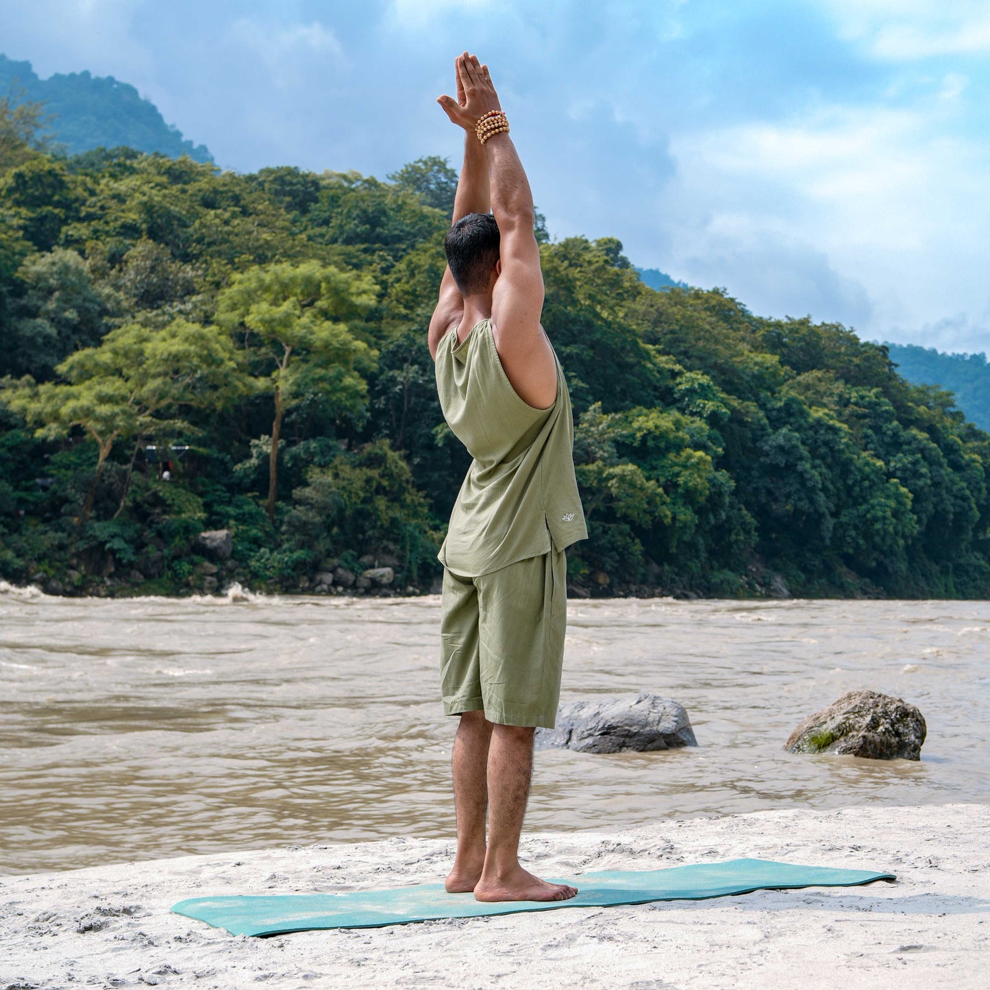 Vayu shorts - Men's Cotton Yoga shorts - Green