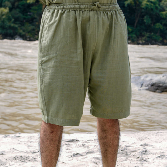 Vayu shorts - Men's Cotton Yoga shorts - Green
