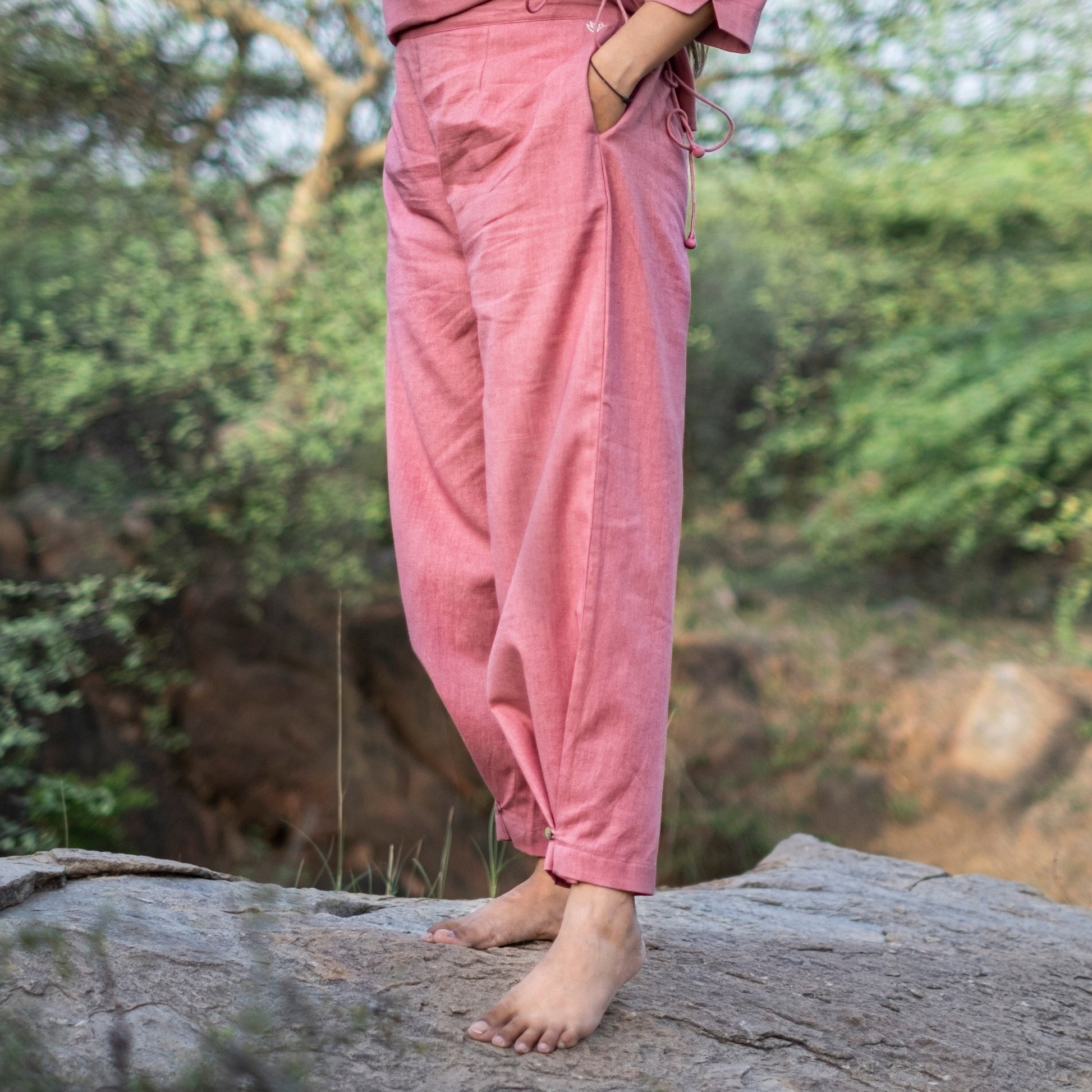 Women CottIon Yoga Pants Pink -Chandra |AKISO