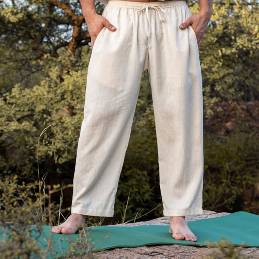 Men Cotton Yoga Pants White |AKISO