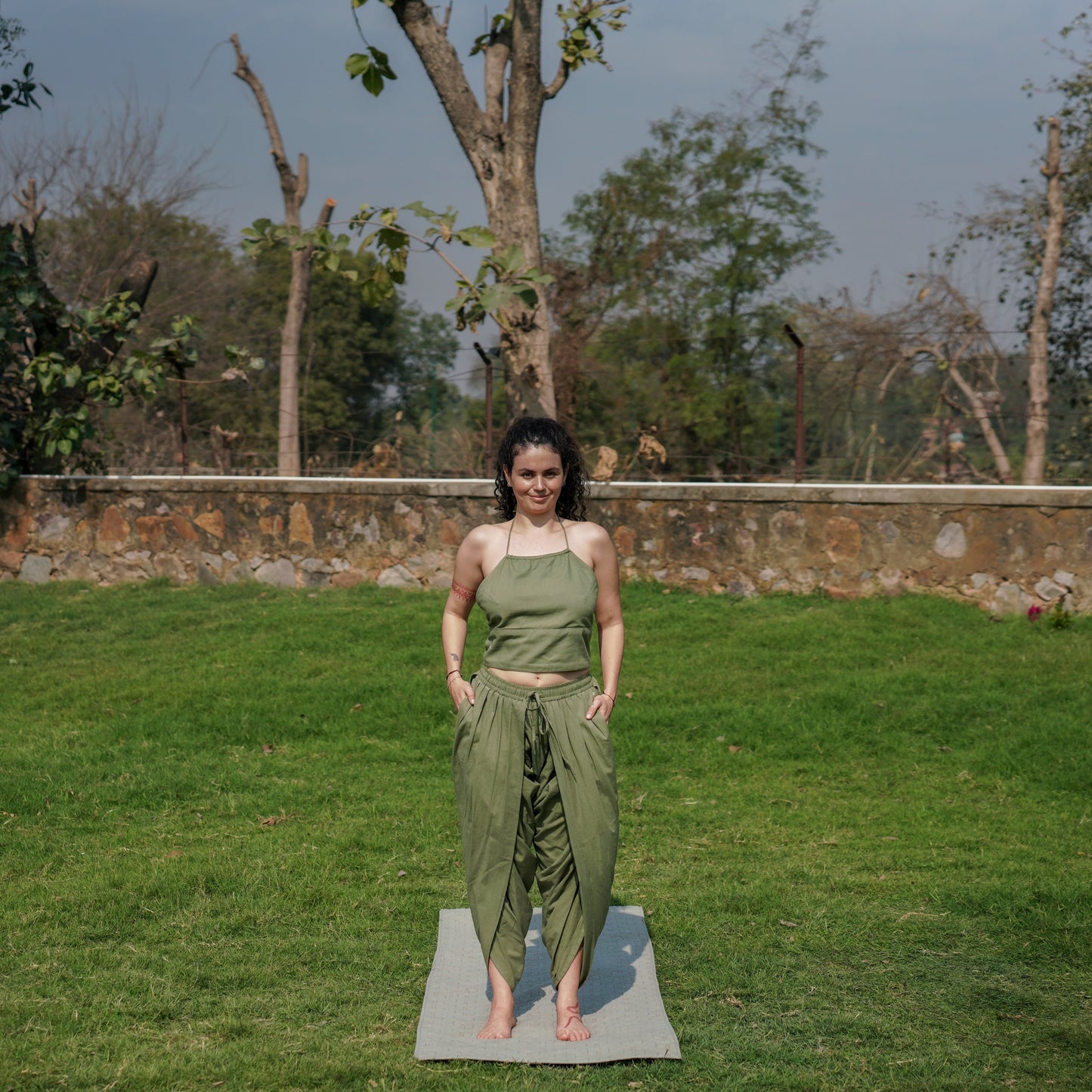 Akasha Pant - Women's Cotton Yoga Pants - Green