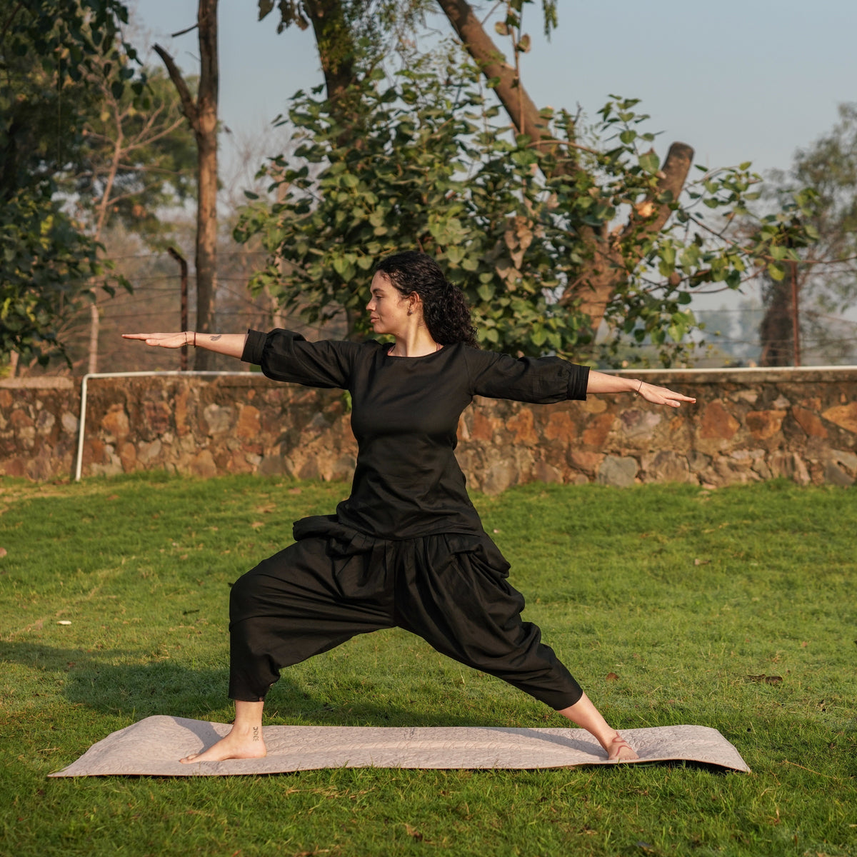 Buddhi Pant - Women's Cotton Yoga Pants - Black — view 3