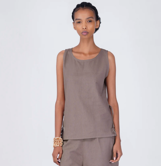 Sthira Top - Women's Cotton Yoga Top - Muted Plum