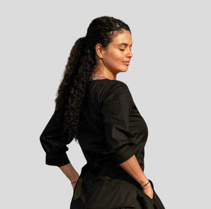 Buddhi Top - Women's Cotton Yoga Top - Black