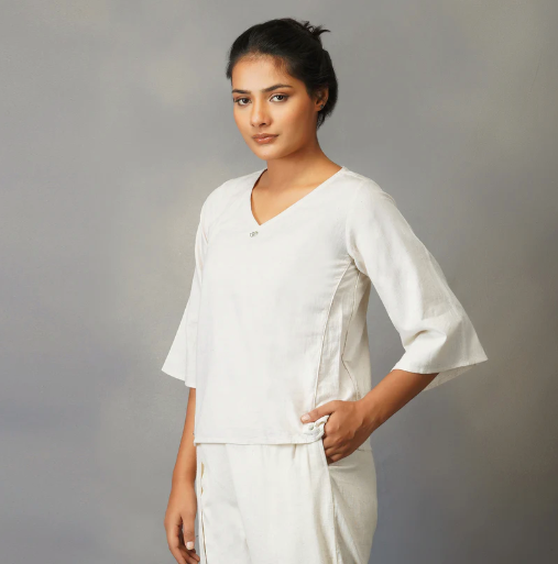 Surya Top - Women's Cotton Yoga Top - Unbleached