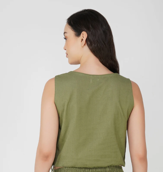 Ananda Top - Women's Cotton Yoga Top - Green