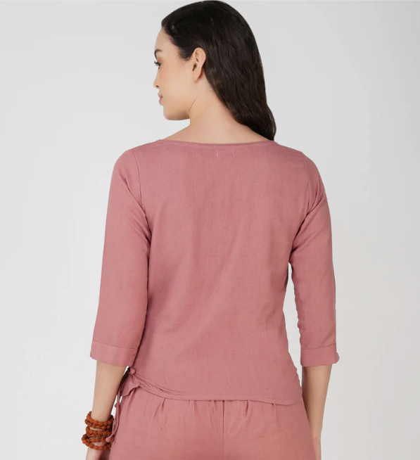 Chandra Top - Women's Cotton Yoga Top - Pink