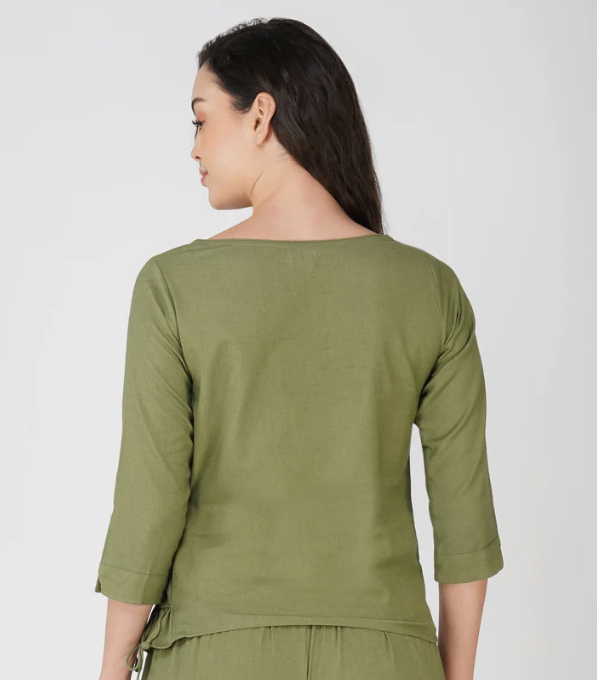 Chandra Top - Women's Cotton Yoga Top - Green