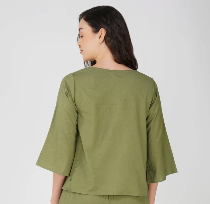 Surya Top - Women's Cotton Yoga Top - Green