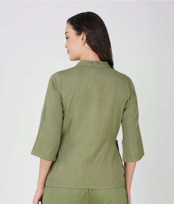 Dharma Top - Women's Cotton Yoga Top - Green