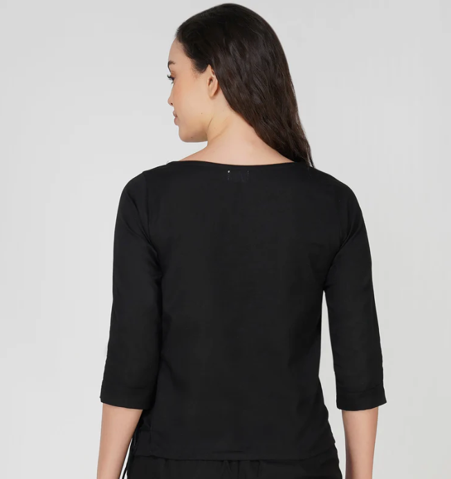 Chandra Top - Women's Cotton Yoga Top - Black