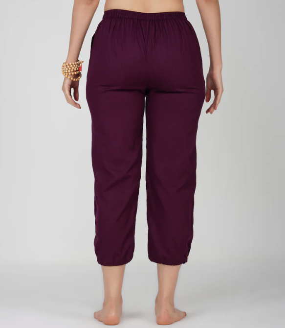 Ananda Pant - Women's Cotton Yoga Pants - Purple
