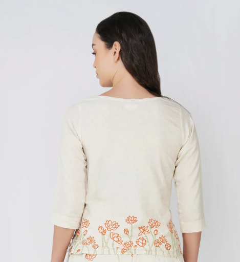 Chandra Top - Women's Cotton Yoga Top - Hand Block Printed