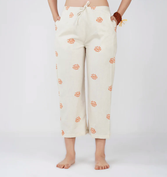 Chandra Pant - Women's Cotton Yoga Pants - Hand Block Printed