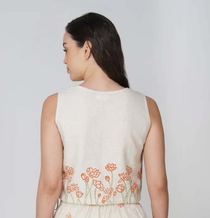 Ananda Top - Women's Cotton Yoga Top - Hand Block Printed