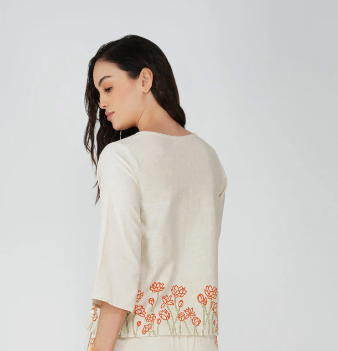 Surya Top - Women's Cotton Yoga Top - Hand Block Printed