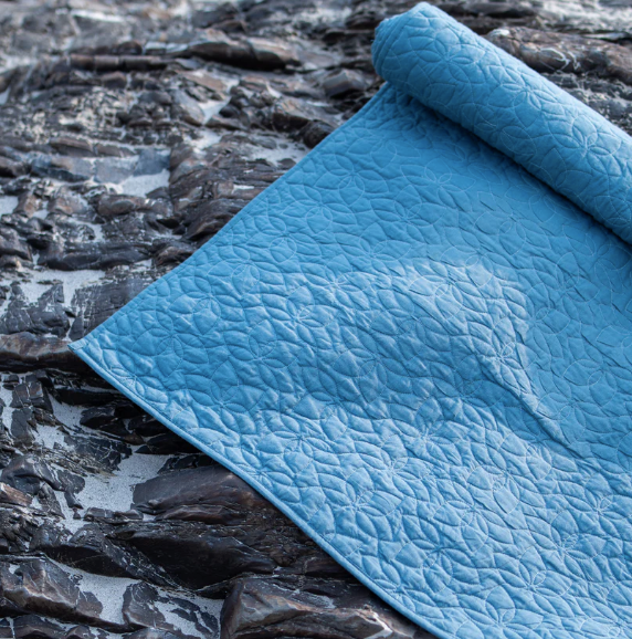 Cotton Yoga Mat in Blue- Padma Yoga Mat