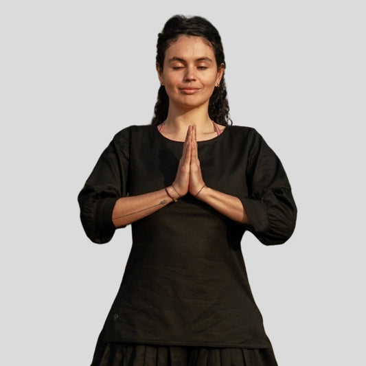 Buddhi Top - Women's Cotton Yoga Top - Black