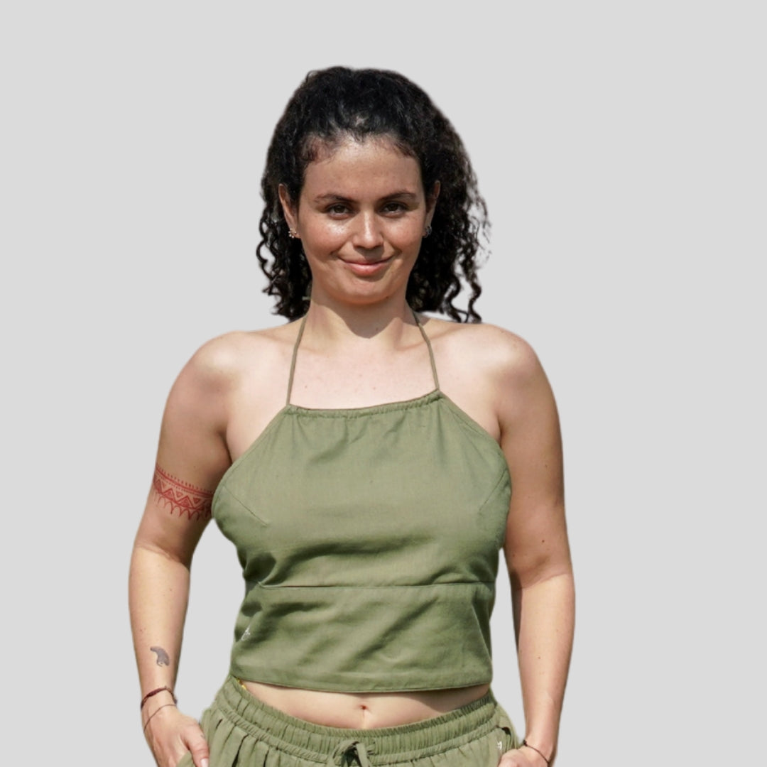 Akasha Top - Women's Cotton Yoga Top - Green